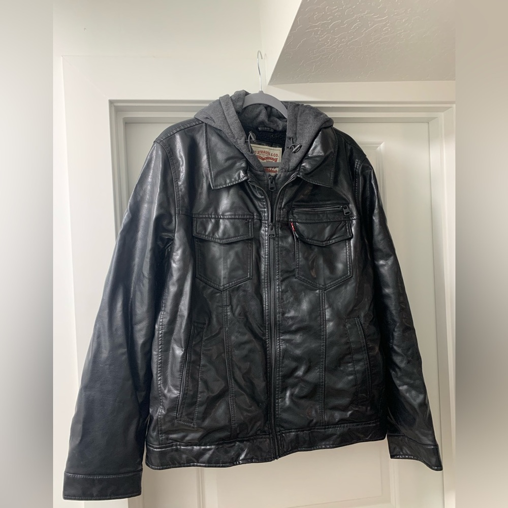 Levi's® Mens Faux Leather Hooded Midweight Jacket
